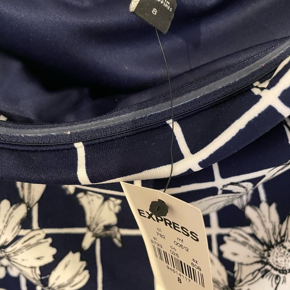 Express Strapless Navy with White Floral Print Dress - Picture 6 of 11